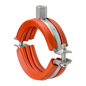 Schraubrohrschellen M10/M12 | DÄMMGULAST® rot | verzinkt | 217 - 225 mm